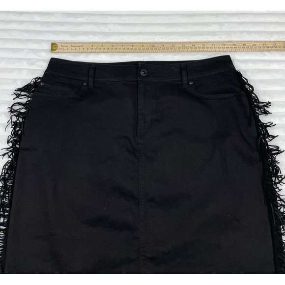 Western Wear INC Women's Fringe-Trim Denim Black Skirt Size 14 - Picture 2 of 9